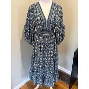 Boho Cottagecore Blue Floral Maxi Dress by Max Studio Size Small